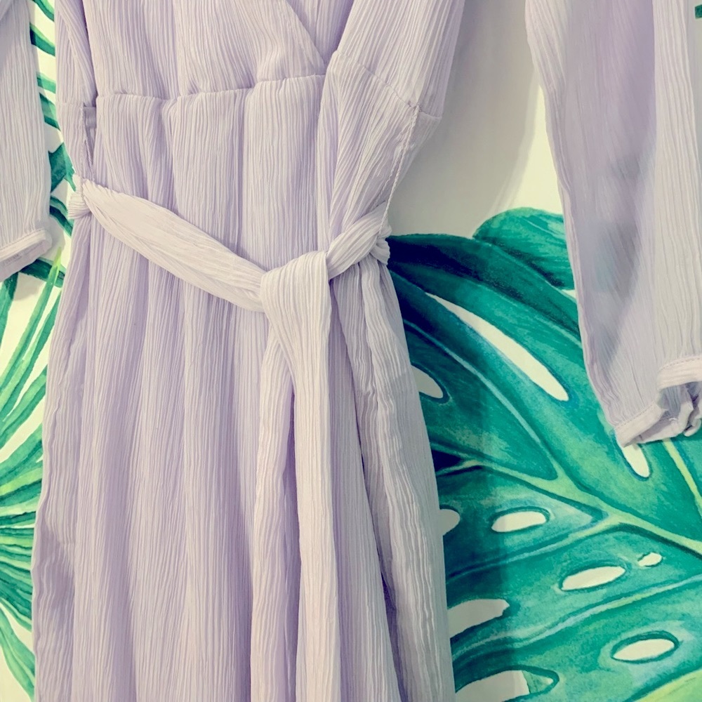 J Crew Point Sur Crinkle Cotton Faux Wrap Dress Lavender Periwinkle Small - Picture 8 of 8